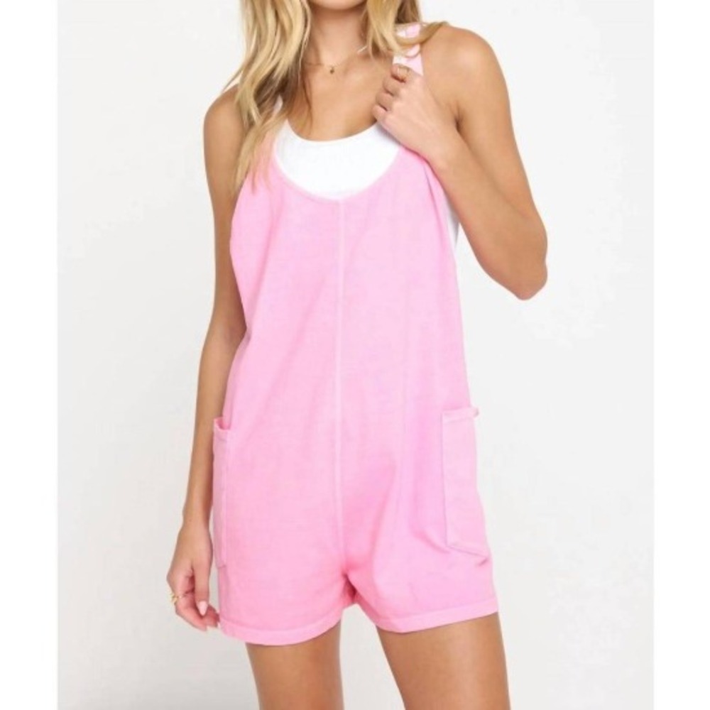 Spiritual Gangster Indy Relaxed Romper Women L Pink Wash Yoga Lounge Athleisure